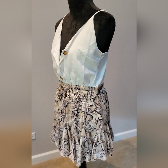 NEW MainStrip ROMPER DRESS * Santura Snake Print Ruffle Large NWT - Picture 8 of 16